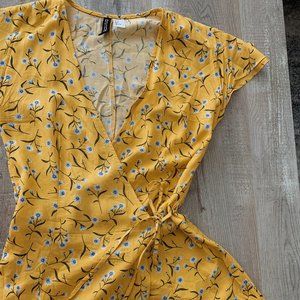 H&M Yellow Floral Wrap Sundress